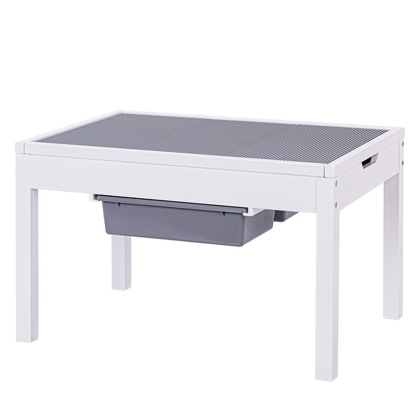 white lego table with storage