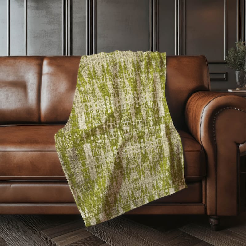 Premium Machine Washable Modern Moroccan Sherpa Throw Blanket - Olive - 4'2" x 5'10"