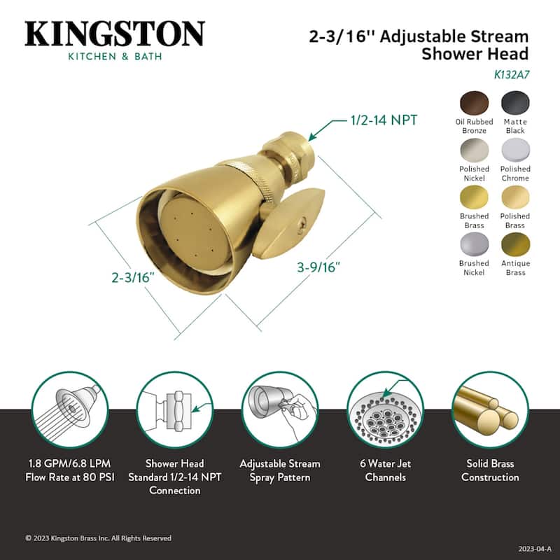 Kingston Brass Made To Match 2-1/4-Inch Adjustable Shower Head