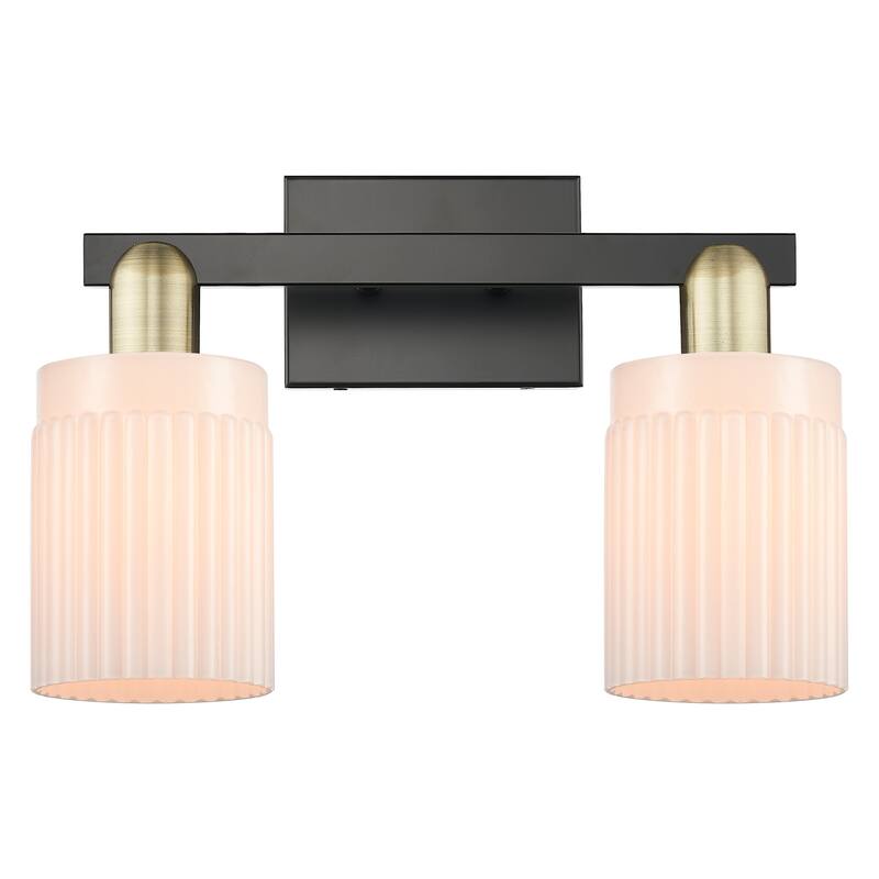 Innovations Lighting 716-2W-11-16 Hadley Vanity Hadley 2 Light 16" - Black Antique Brass / Matte White