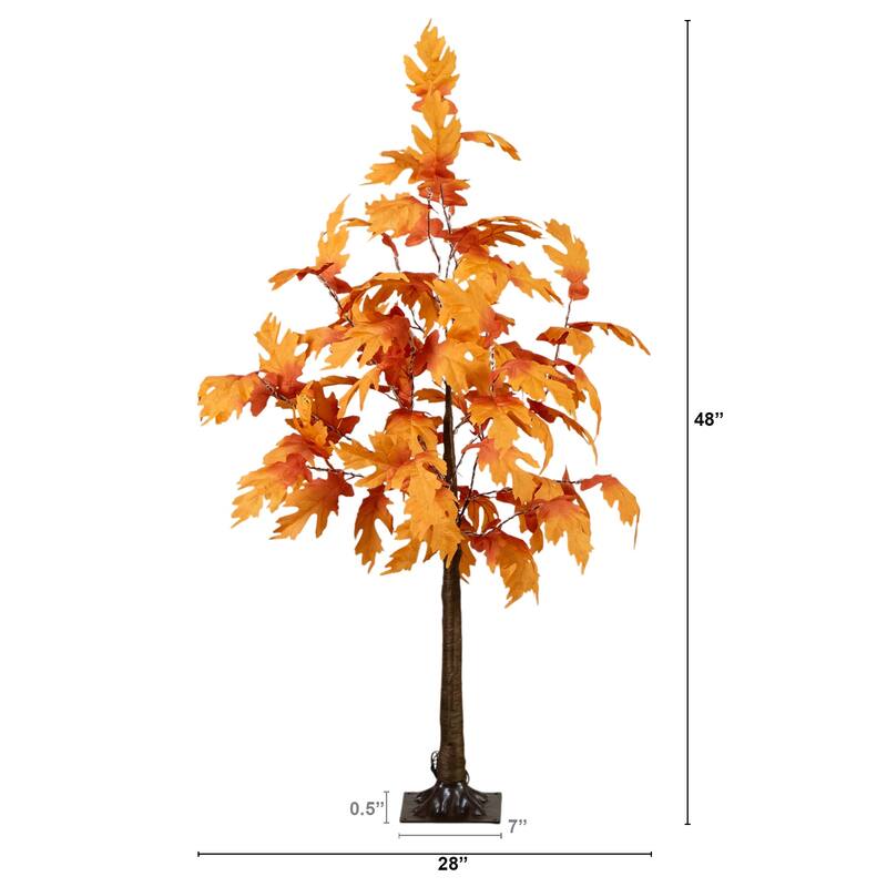 Pre-Lit Artificial Autumn Maple Fall Harvest Tree - 4' - Warm White LED Lights