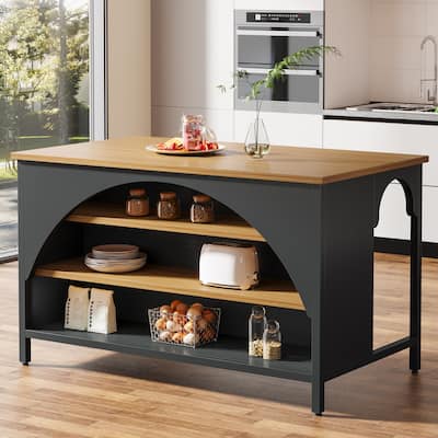 Kitchen Island with Large Countertop and Seating Area - N/A