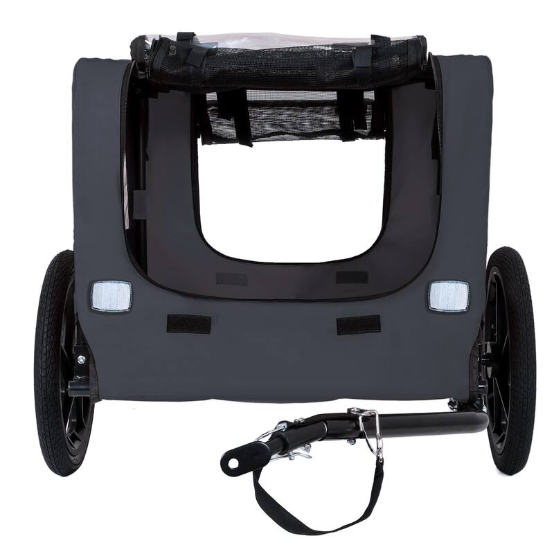 Outdoor Heavy Duty Collapsible Pet Bike Trailer with 16-Inch All-Terrain Wheels & Universal Hitch, Foldable Carrier Cart