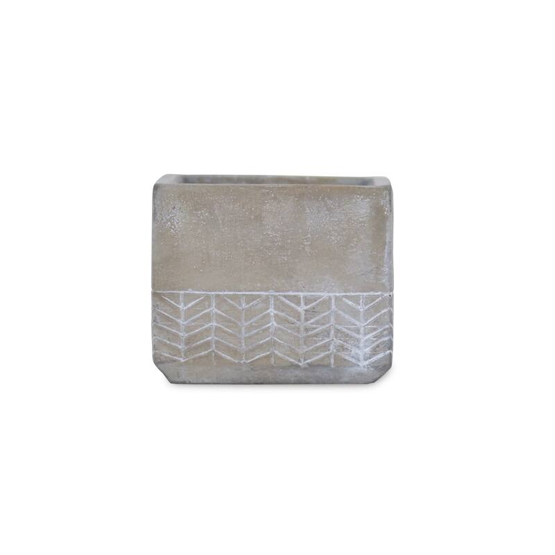 Gray Cement Square Planter with Arrow Design