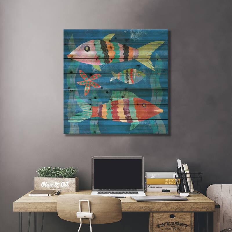 Boho Reef Fish I Print On Wood by Wild Apple Portfolio - Multi-Color