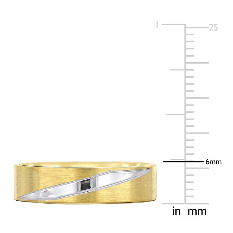 Miadora 6 mm Mens Brushed Finish Wedding Band in Two-Tone 14k Yellow and White Gold