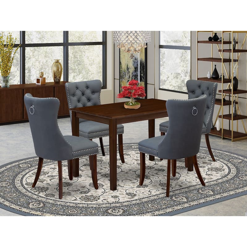 East West Furniture Dining Table Set- a Wooden Table with Butterfly Leaf and Padded Chairs, Black (Pieces Options) - YADA5-AWA-13