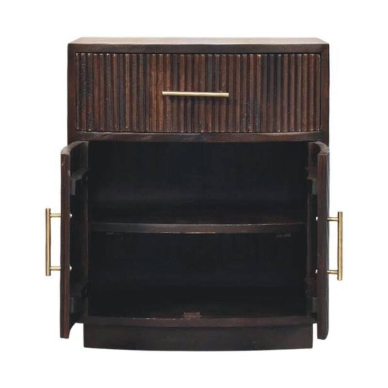 Solid Wood Milan Bedside,Brown,2-Doors,1-Drawers