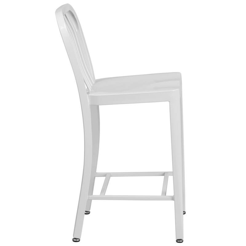 2 Pack 24'' High Metal Indoor-Outdoor Counter Height Stool w/ Vertical Slat Back