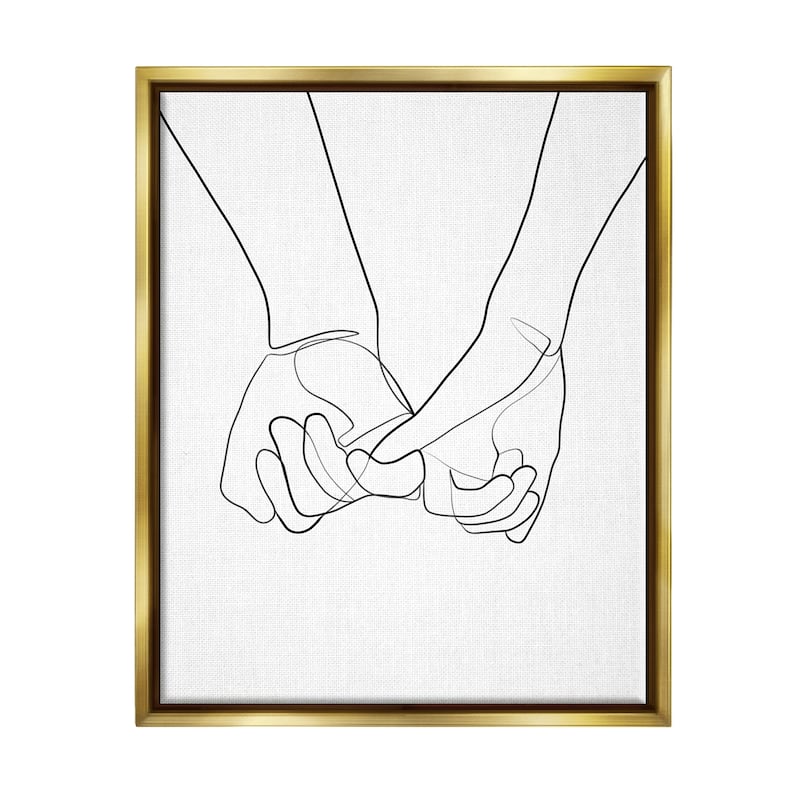 Stupell Fluid Line Abstract Couple Holding Hands Black White Floater Frame