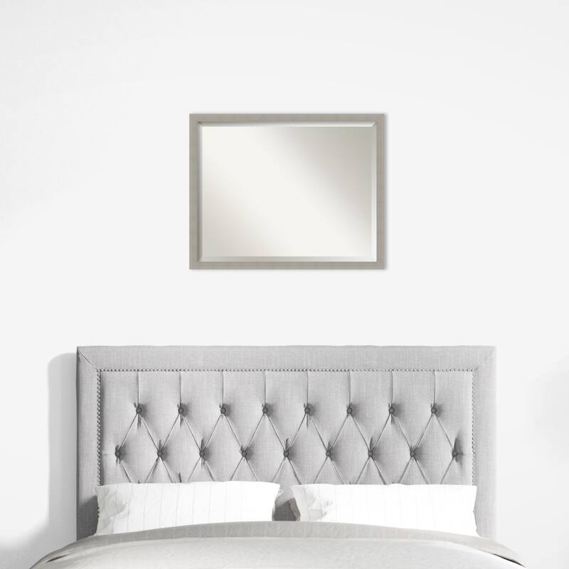 Woodgrain Stripe Beveled Wood Framed Wall Mirror