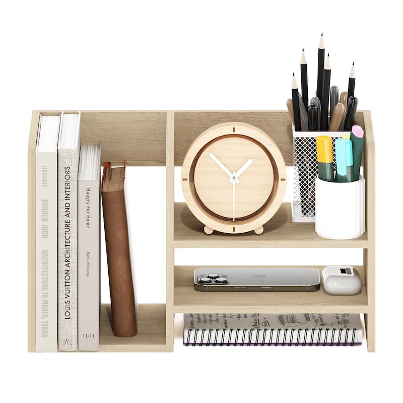 Furinno Hermite Wood Desktop Book and Home Office Supplies Storage Organizer, Espresso