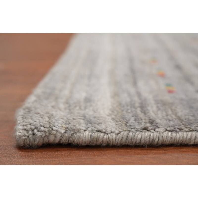 Hand Knotted Oriental Viscose Silk Carpet Tribal Animal Pictorial Greys & Charcoal Gabbeh Area Rug - 11' 8'' X 4' 10''