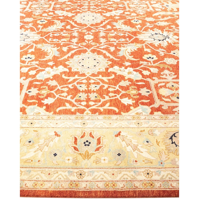 Overton Hand Knotted Wool Vintage Inspired Traditional Mogul Red Area Rug - 9' 3" x 12' 5"
