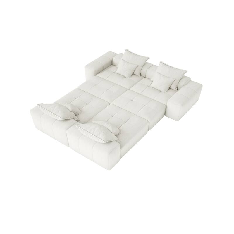 Oversized Modular Chenille 6-Seat Sectional Sofa with Cushions and 8 Pillows for Living Room