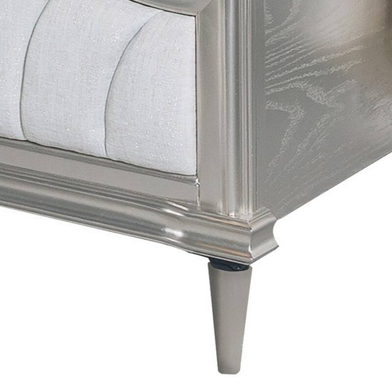 Nive Platform King Size Bed, Double Arched, Upholstered, Silver Oak