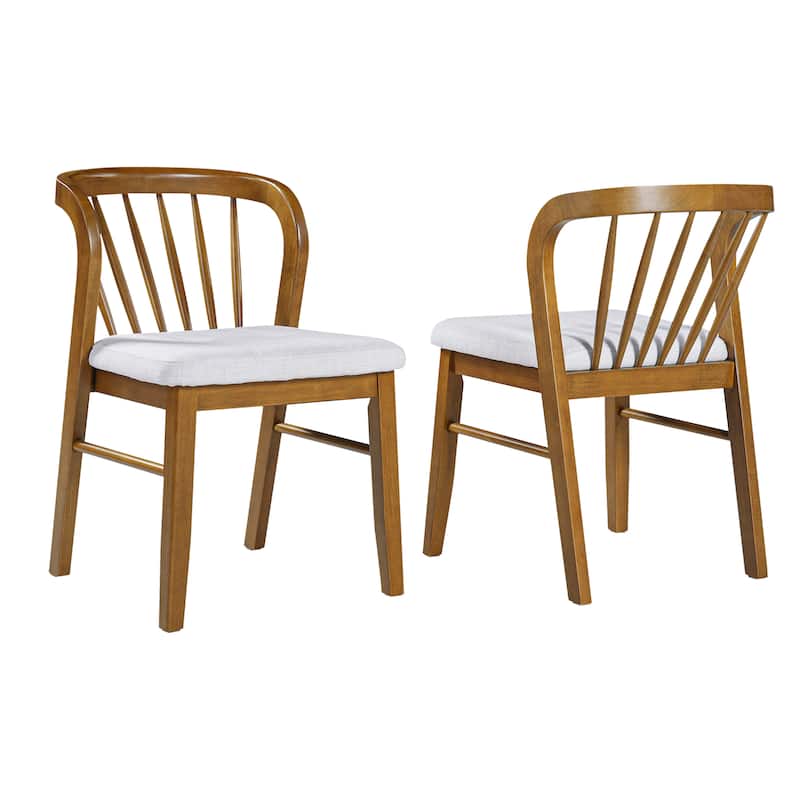 Christopher Knight Home - Alden Mid-Century Modern Wood Dining Chairs with Upholstered Seat & Windsor-Style Backrest, Set of 2 - Walnut+Beige