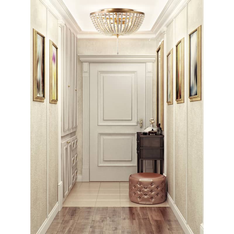 Allie Wood Beaded/Metal LED Flush Mount, by JONATHAN Y