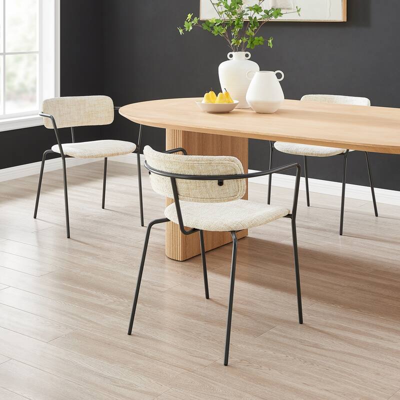 NPD Furniture Alivia Fabric Dining Side Arm Chair (Set of 2)