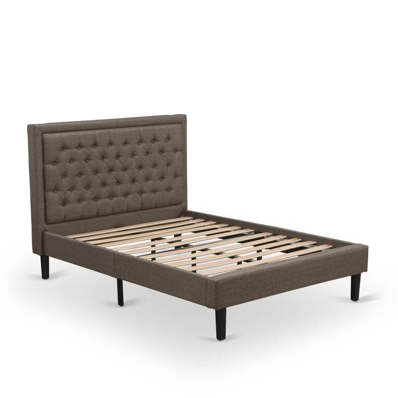 Full Bed Frame Upholstered Linen Headboard - Modern Bedroom Furniture with Black Legs