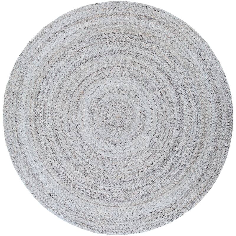 Surya Silvia Outdoor Safe Modern Stripe Area Rug - 8' Round - Med Grey