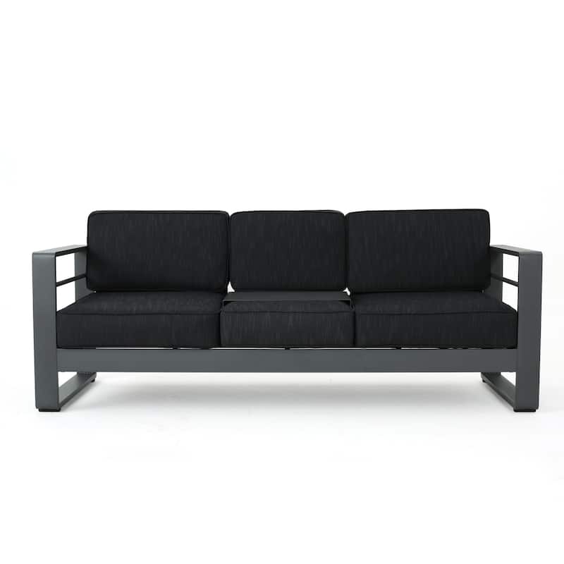 Cape Coral Aluminum 7-piece Sofa Chat Set with Fire Pit by Christopher Knight Home