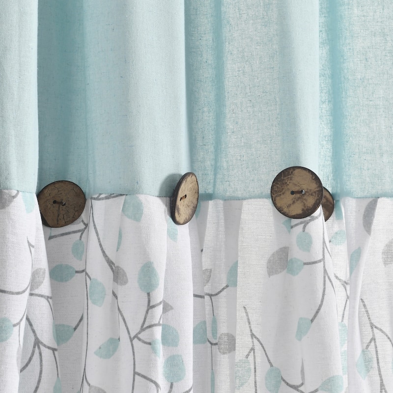 Lush Decor Linen Button Botanical Garden Window Curtain Panels Single