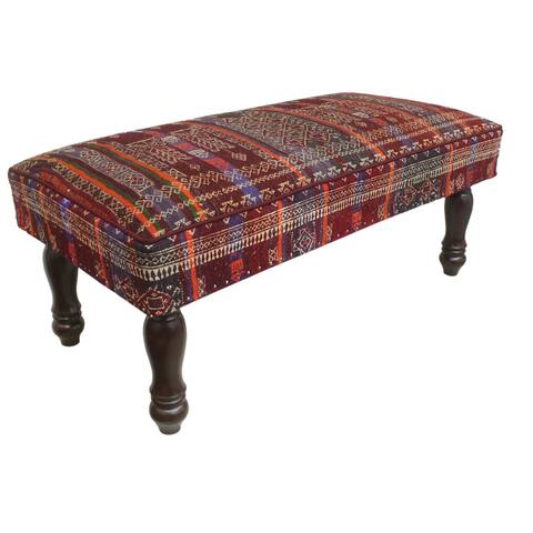 Vintage Antique John Handmade Kilim upholstered Settee - 48'' x 25'' x 22''
