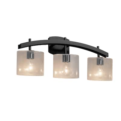 Justice Design Fusion Archway 3-light Matte Black Bath Bar, Seeded Oval Shade