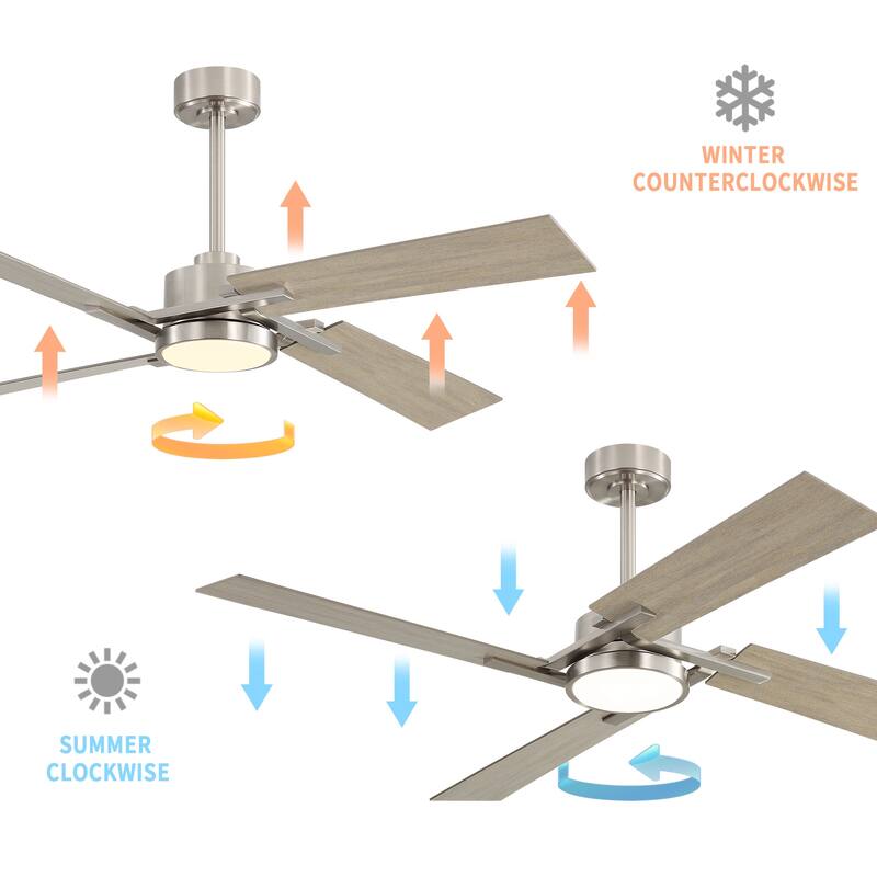 GetLedel 56" 4-Blade DC Motor Dimmable LED Ceiling Fan with Remote Control and Light Kit
