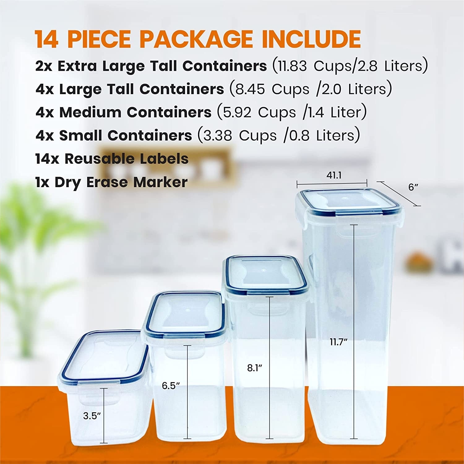 Cheer Collection Set of 14 Airtight Food Storage Containers - Set