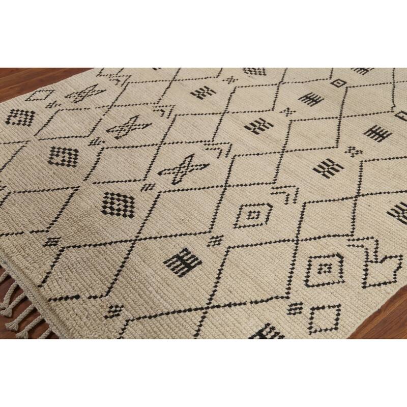 Trellis Geometric Moroccan Area Rug Handmade Wool Carpet - 5'1"x 8'7"