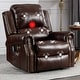 preview thumbnail 1 of 14, Power Recliner Chair with Massage and Heat, Faux Leather Electric Recliner with USB Port for Living Room Red Brown