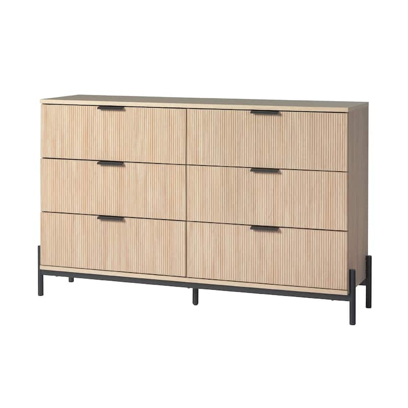 Walker Edison Six Drawer Chest with Reeded Drawer Fronts