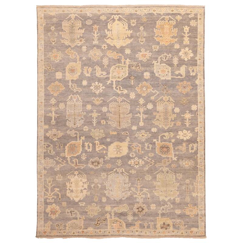 ECARPETGALLERY Hand-knotted Kavya Oushak Dark Grey Wool Rug - 8'10 x 11'11