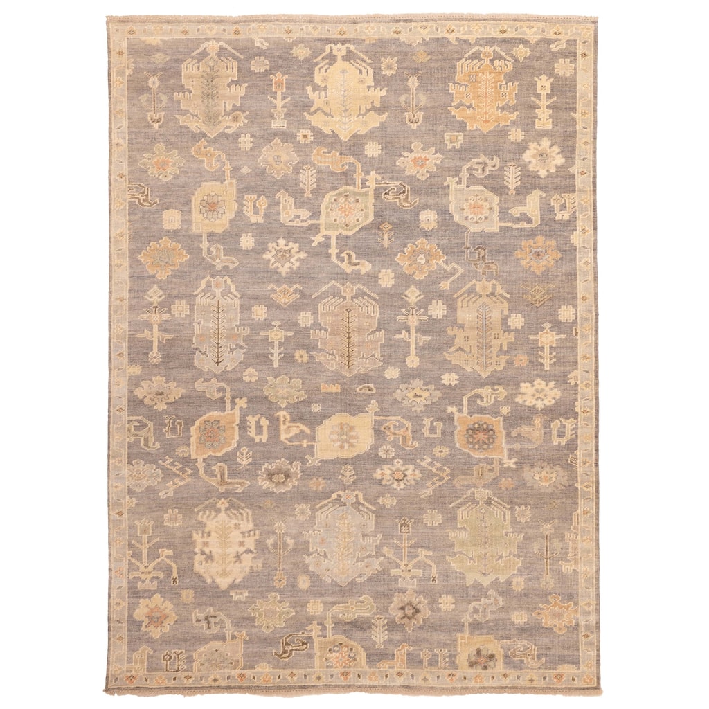 ECARPETGALLERY Hand-knotted Kavya Oushak Dark Grey Wool Rug - 8'10 x 11'11
