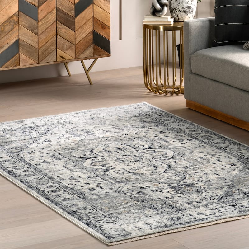 Nuloom Oliveira Floral Medallion Fringe Area Rug