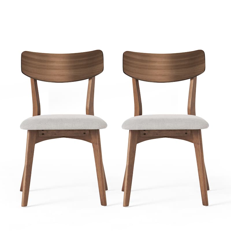 Chazz Mid-Century Modern Upholstered Rubberwood Dining Chairs (Set of 2) by Christopher Knight Home