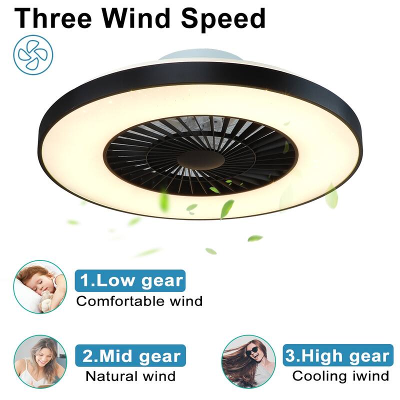 23" Dimmable Ceiling Fan with Light Remote Flush Mounted