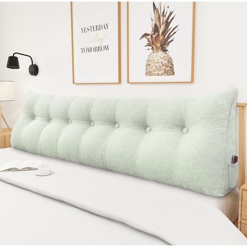WOWMAX Bed Rest Wedge Reading Pillow Headboard Back Support Cushion - King - Ivory