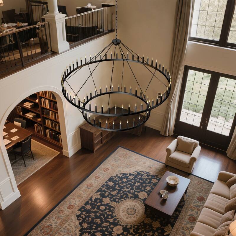 Large Wagon Wheel Chandelier,Round High Ceiling Chandeliers
