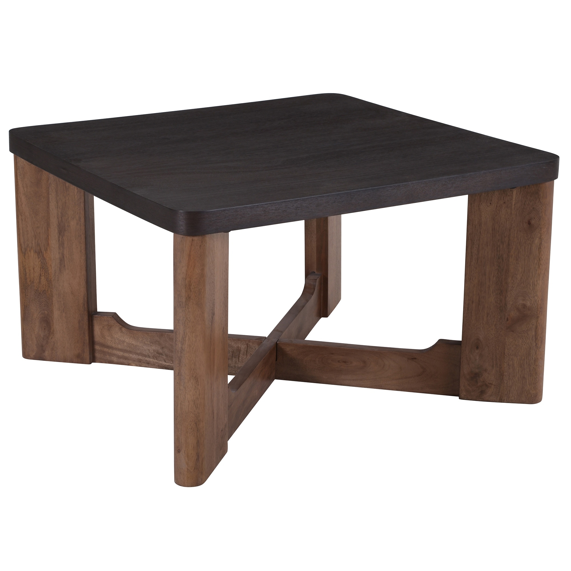 Mid-Century Modern Solid Wood/Mango Veneer Square Coffee Table - Mocha and Walnut