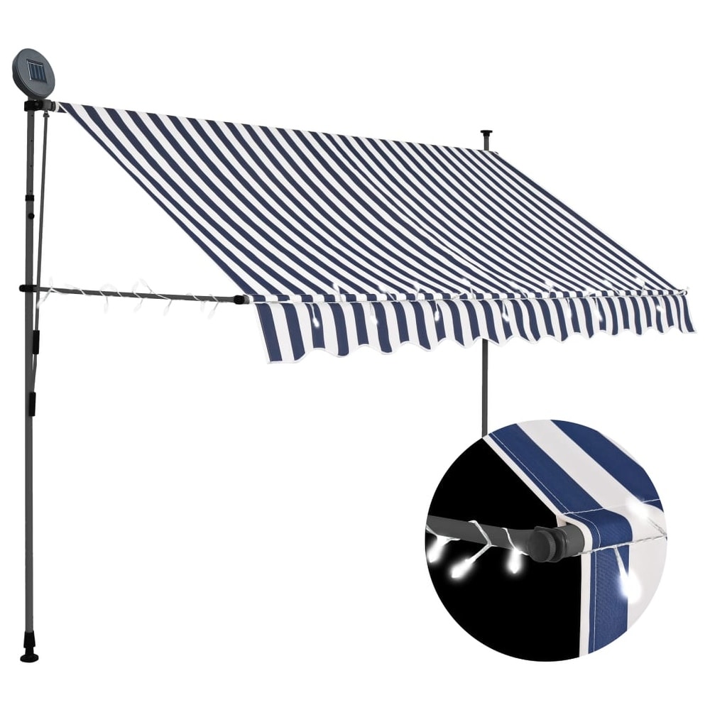 Vidaxl Vidaxl Manual Retractable Awning With Led 98 4 Blue And White Blue From Overstock Com Daily Mail