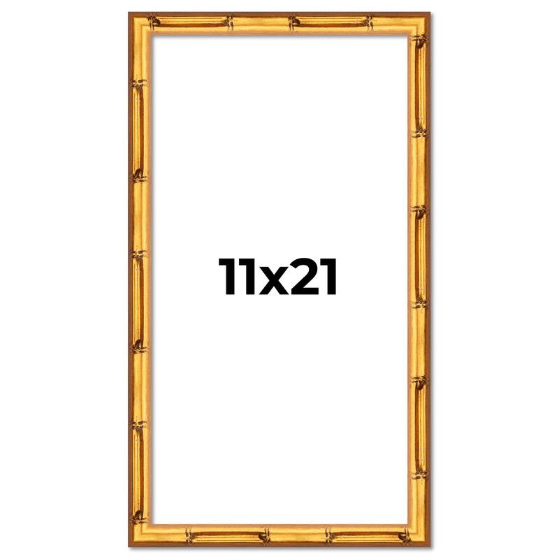 11x21 Frame Gold Bamboo Picture Frame Modern Photo Frame Includes UV Acrylic Shatter Guard Front Acid Free Foam Backing Board