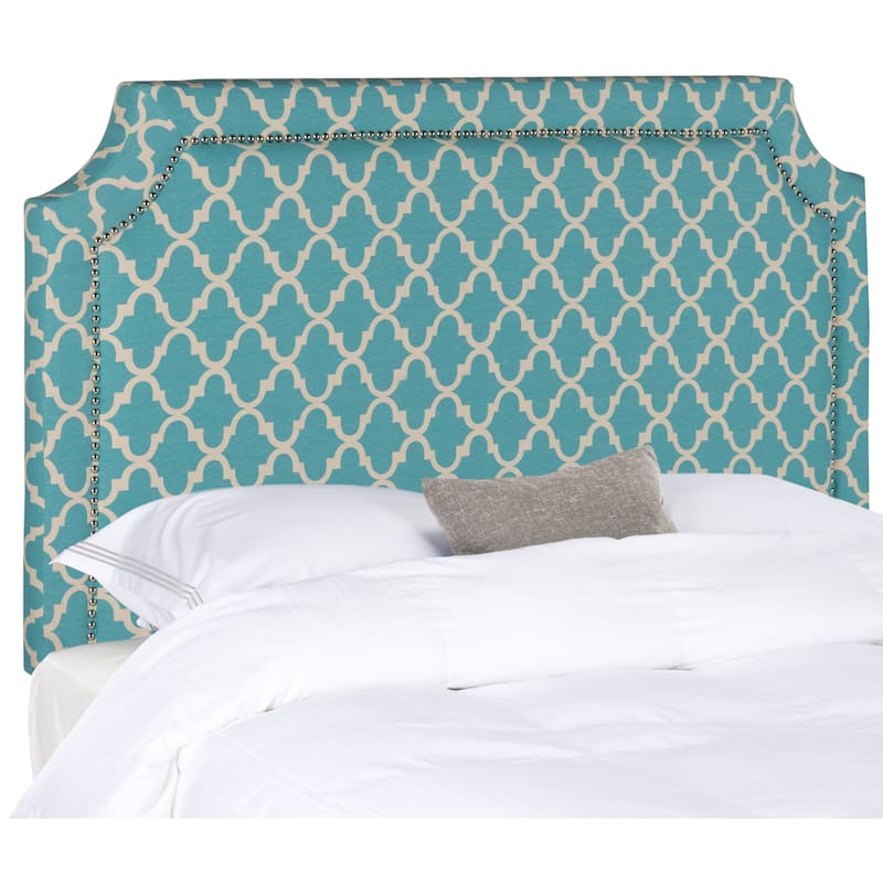 SAFAVIEH Star Taupe Linen Upholstered Headboard - Blue/White - Full
