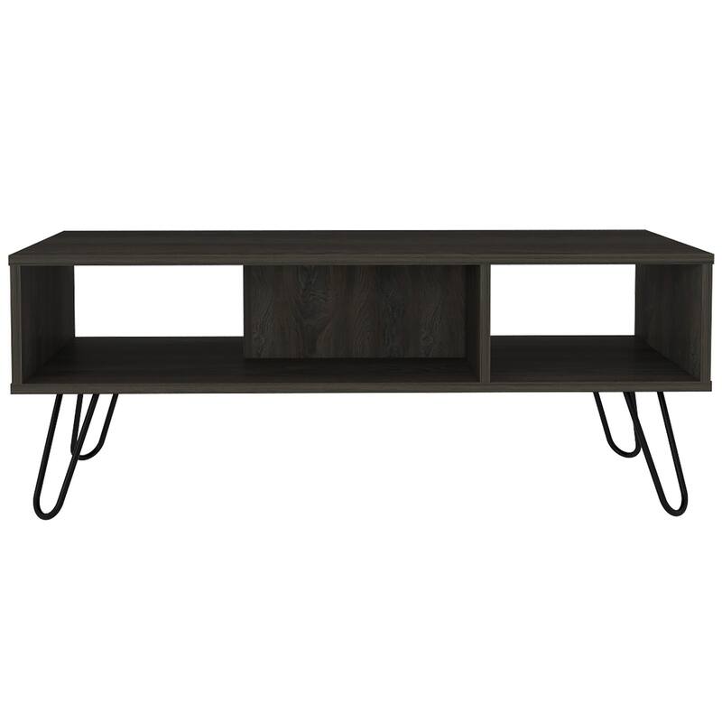 TUHOME Vassel Hairpin Leg Coffee Table with Open Shelves