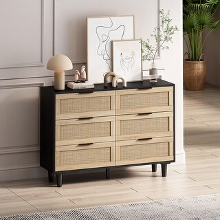 6-Drawer Wicker Storage Cabinet with Rattan Drawers - Bed Bath & Beyond ...