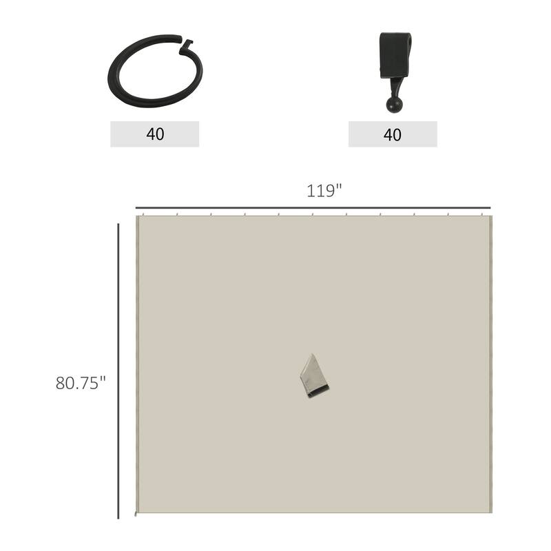 10'x10' Universal Gazebo Sidewall Set with Panels, Hooks & C-Rings for Pergolas & Cabanas, Beige