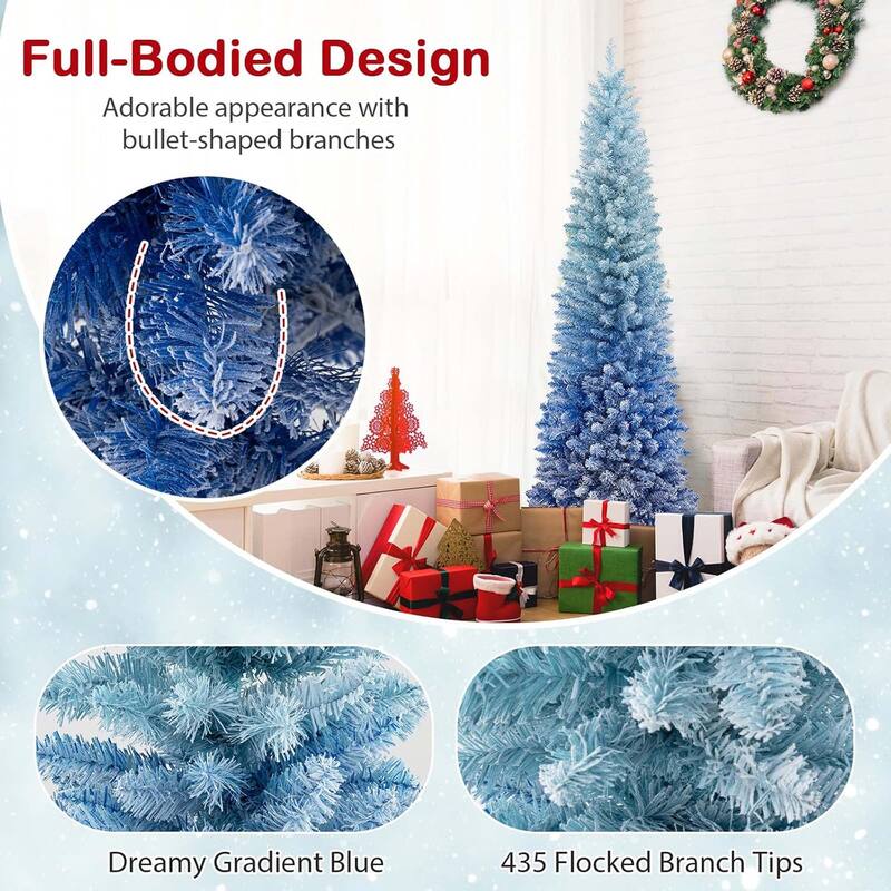 Snow Flocked Artificial Christmas Tree Blue Gradient Xmas Tree