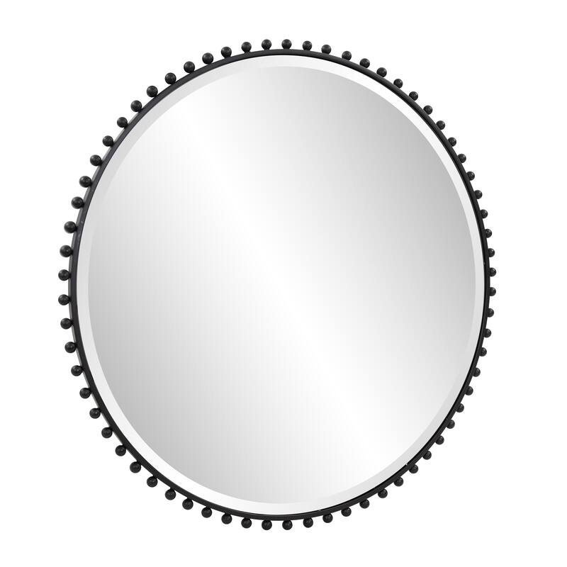 Allan Andrews Hand Forged Round Beaded Metal Framed Mirror - 34"D